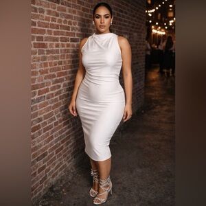 ASOS White Satin Silky Midi Dress – Cutout Back – NWOT